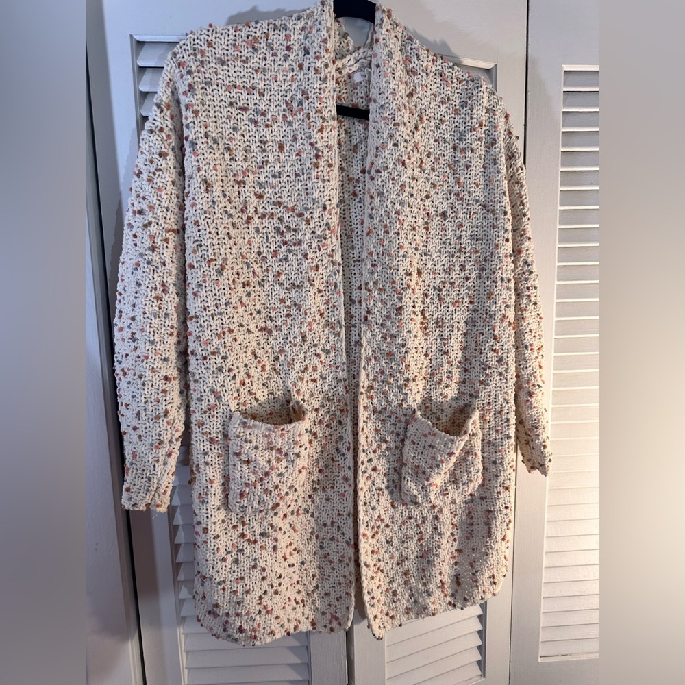 Maurices Cream and Brown Knit Cardigan